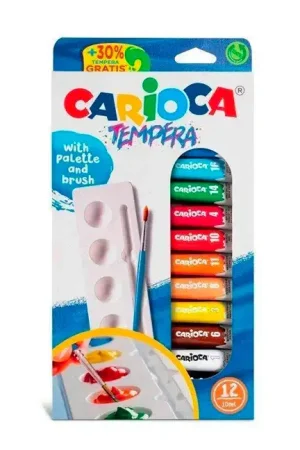 12 Tubes de peintures Tempera 10 ml - Carioca Meilleur Choix