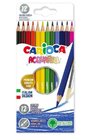 Certifié Pochette de 12 crayons de couleurs aquarelles - Carioca