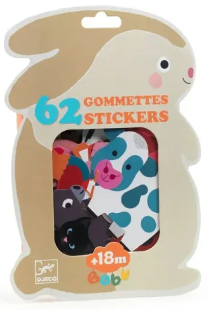 Authentique 62 gommettes stickers Bébé - Animaux de la ferme - Djeco