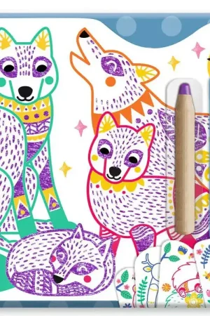 Coloriages à révéler - Familles de la forêt - Djeco Haute Qualité
