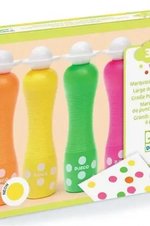 4 Marqueurs gros pois Néon - Djeco Petit Prix