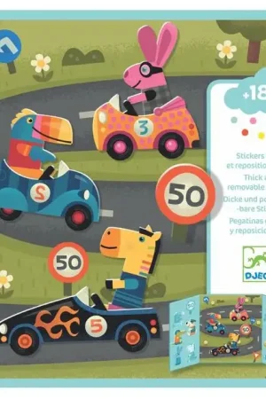 Stickers épais repositionnables Les voitures – Djeco Meilleur Choix