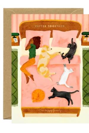Carte Happy Pets illustrée avec dorure - ATWS Remise