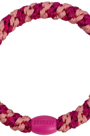 Élastique cheveux Rayé rose délavé & rose électrique pailleté - Kknekki Super Prix