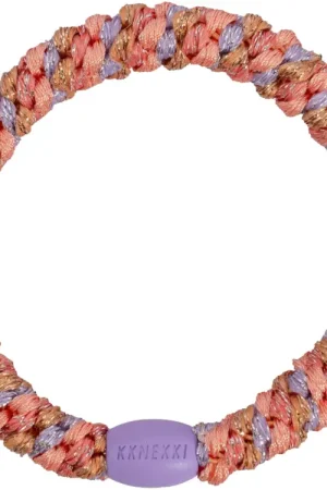 Élastique cheveux Mix corail & lavande grisée pailleté - Kknekki Prix Promo