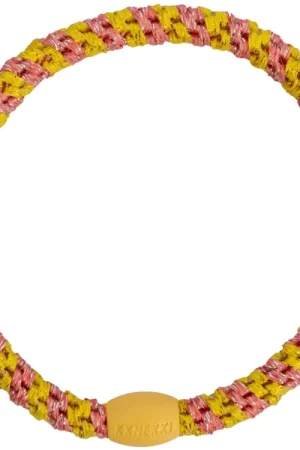 Prix Cassé Élastique cheveux Slim Rayé corail pailleté - Kknekki