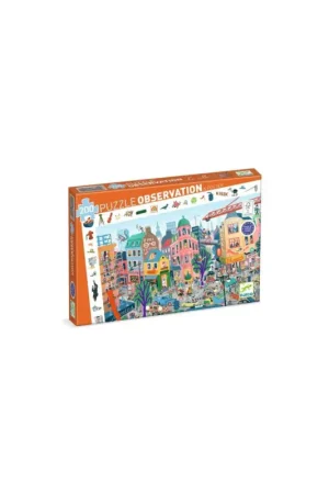 Solde Puzzle et Poster cherche et trouve La ville - 200 pièces Djeco