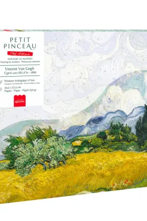Coffret peinture au numéro - Petit Pinceau - Cyprès aux blés d'or, Vincent Van Gogh Authentique