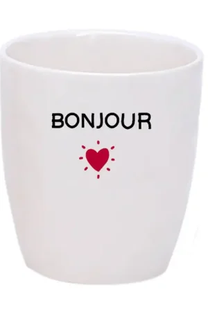 Gobelet message coeur noir - Bonjour - Opjet Seulement Aujourd'hui