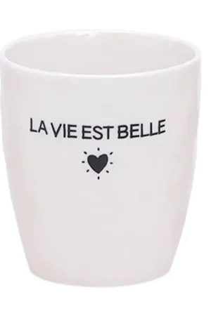 Gobelet message coeur noir - La vie est belle - Opjet Commande En Gros