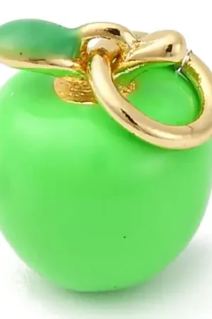 Breloque pomme verte émaillée - laiton doré à l’or fin Nouvel Arrivage
