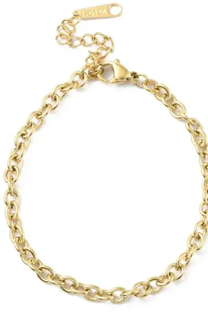 Satisfait Ou Remboursé Bracelet chaîne câble 16,5 cm - acier inoxydable 304 doré à l’or fin