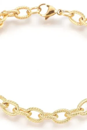 Paiement Sécurisé Bracelet chaîne texturée 21,4 cm - acier inoxydable 304 doré