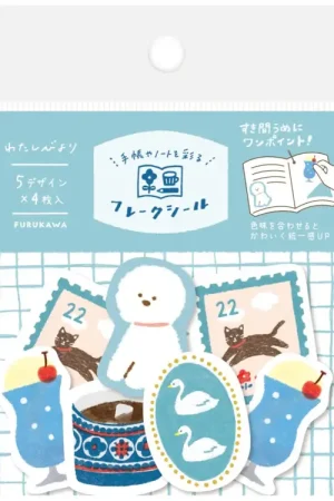 Achat Immédiat Stickers flake en washi Watashi-Biyori Bleu - Papeterie Japonaise