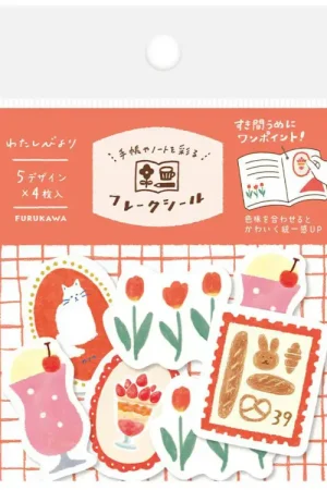 Stickers flake en washi Watashi-Biyori Rouge - Papeterie Japonaise Réduction