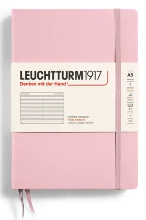 Carnet de notes Leuchtturm A5 à couverture rigide - rose poudre - pages lignées Retour Gratuit