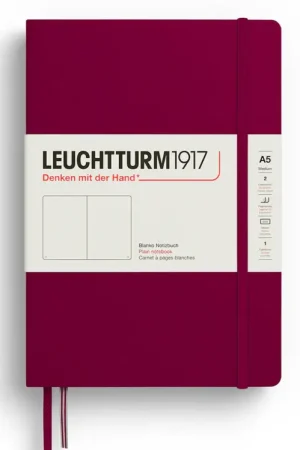 Carnet de notes Leuchtturm A5 à couverture rigide - rouge bordeaux - pages blanches Livraison Express