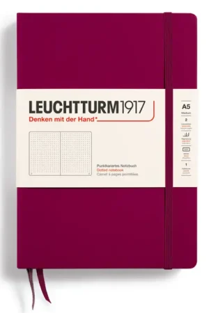 Carnet de notes Leuchtturm A5 à couverture rigide - rouge bordeaux - pages dots Petit Prix