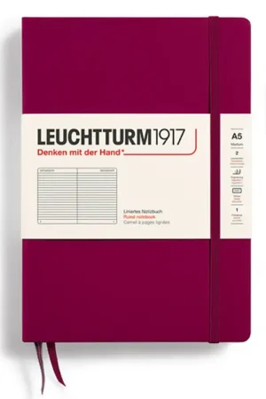 Certifié Carnet de notes Leuchtturm A5 à couverture rigide - rouge bordeaux - pages lignées