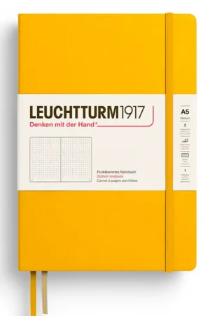 Marque Carnet de notes Leuchtturm A5 à couverture rigide - jaune tournesol - pages dots
