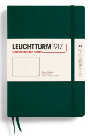 Soldes Carnet de notes Leuchtturm A5 à couverture rigide -vert forêt - pages blanches