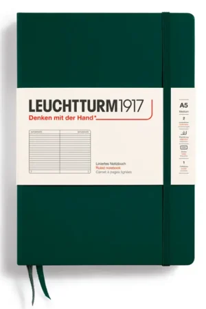 Carnet de notes Leuchtturm A5 à couverture rigide - vert forêt - pages lignées Haute Qualité