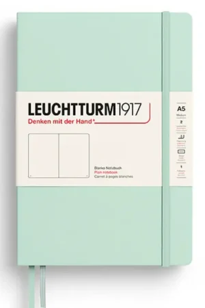 Remise Carnet de notes Leuchtturm A5 à couverture rigide - vert d'eau - pages blanches