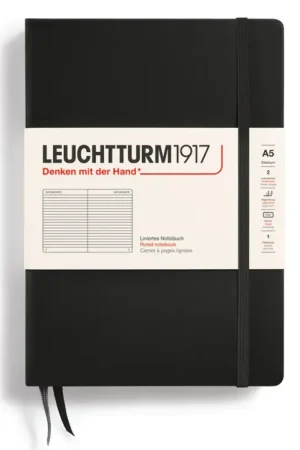 Affaire À Saisir Carnet de notes Leuchtturm A5 à couverture rigide - noir - pages lignées