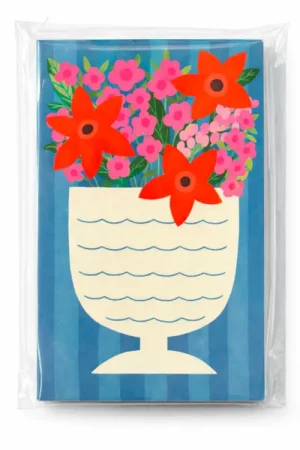 Mini bloc memo vase fleurs rouges écloses - Fruit fries Design Lab Expédié Aujourd'hui