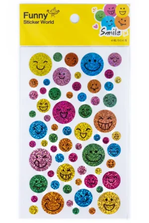 4 planches de stickers sourire holographiques Usine Directe