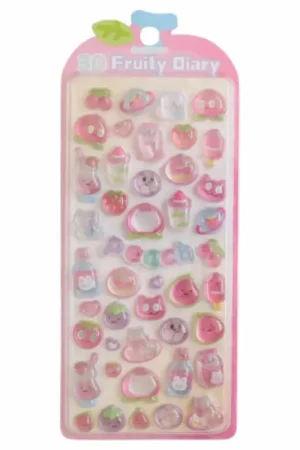 Stickers 3D Fruity Diary - rose Prix Bas