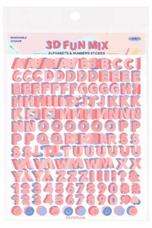 Stickers 3D lettres et chiffres - Rose pastel Achat Immédiat