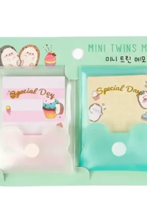 Expédition Rapide Lot de 2 Mini blocs mémo pochettes Twins - Vert et blanc