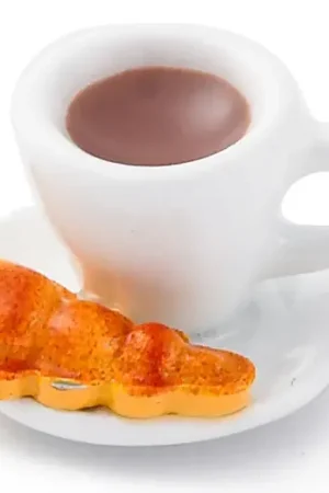 Breloque café gourmand émaillée - doré Authentique