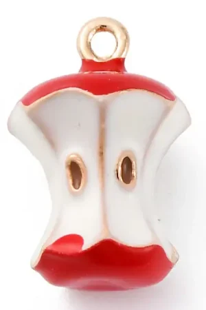 Breloque pomme rouge croquée émaillée - doré Vente Flash