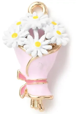 Acheter En Ligne Breloque bouquet de fleurs émaillée - doré