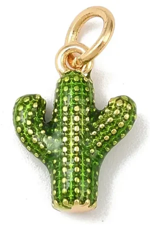 Breloque cactus vert - laiton doré à l’or fin Jusqu'à Épuisement Des Stocks