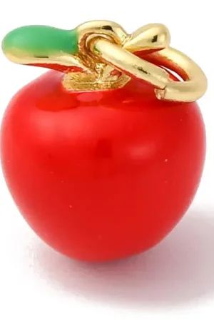 Nouvel Arrivage Breloque mini pomme rouge - laiton doré à l’or fin
