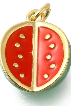 Breloque pastèque rouge - laiton doré à l’or fin Nouvelle Collection