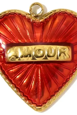 Seulement Aujourd'hui Breloque cœur poli miroir - acier inoxydable 304 doré à l’or fin