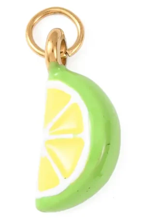 Livraison Express Breloque quartier de citron vert émaillée - acier inoxydable 304 doré