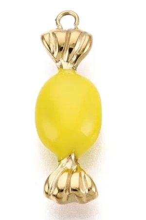 Breloque bonbon jaune - acier inoxydable 304 doré à l’or fin Must-Have