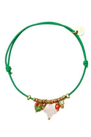 Acheter En Ligne Bracelet élastique vert Trèfle nacré - Les Cléias