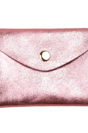 Pas Cher Porte-monnaie Double Cuir - Rose métallisé