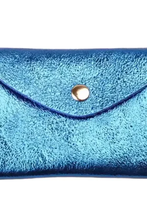 Porte-monnaie Double Cuir -Bleu métallisé Meilleur Choix
