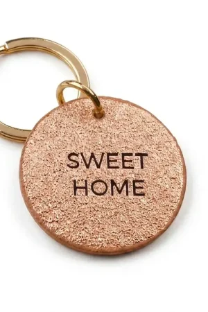 Vente Flash Porte clé SWEET HOME cuir rond rose gold - Les Cléias