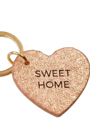 Offre Exclusive Porte clé SWEET HOME en cuir cœur rose gold - Les Cléias