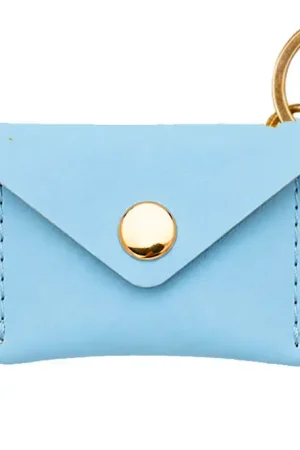 Offre Du Jour Porte-clés Mini Enveloppe en cuir lisse - Bleu lupin