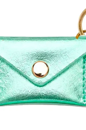 Porte-clés Mini Enveloppe en cuir - Vert d'eau Commande En Gros