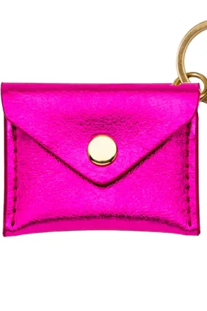 Porte-clés Mini Enveloppe en cuir - Rose fuschia Nouvel Arrivage